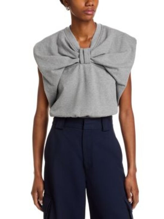 3.1 Phillip Lim Tops - 3.1 Phillip Lim Bow Drape Top – Grey Melange – Medium – NWT
